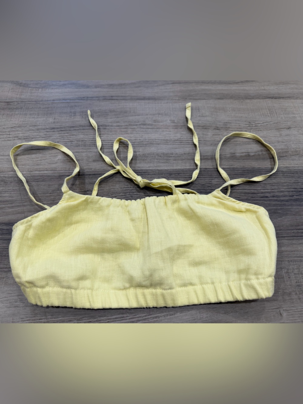 Balm Wears Butter Yellow Linen Tie-Strap Bandeau Top M/L